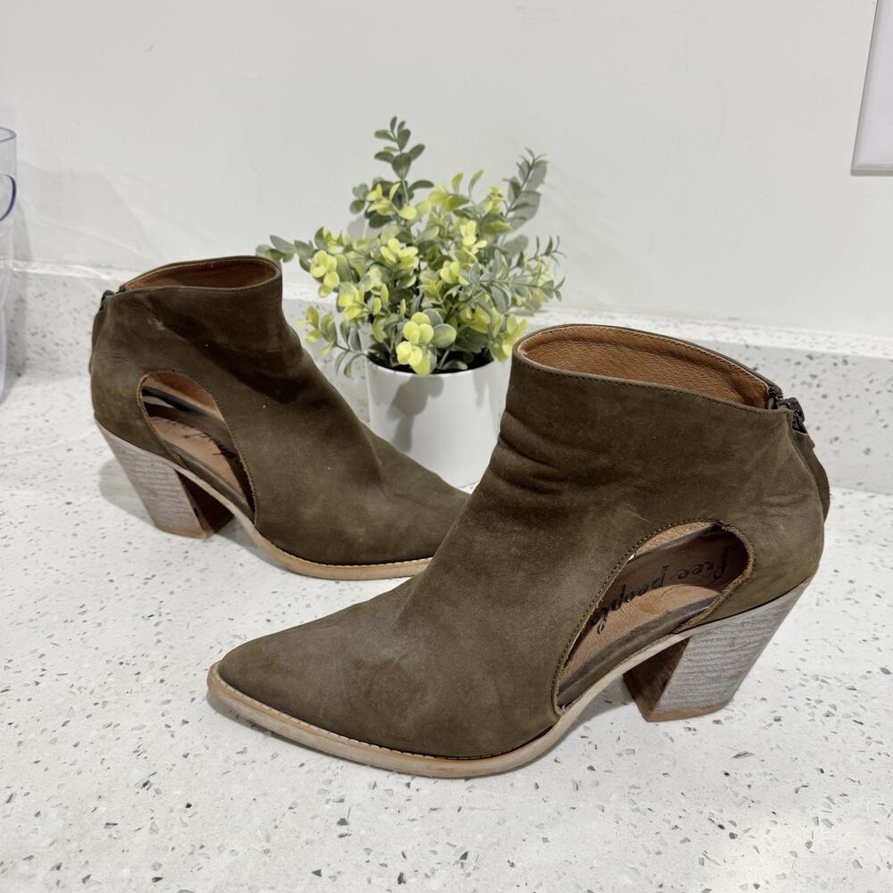 Free People Green Wilder Bootie Size 10 #ts bohemian